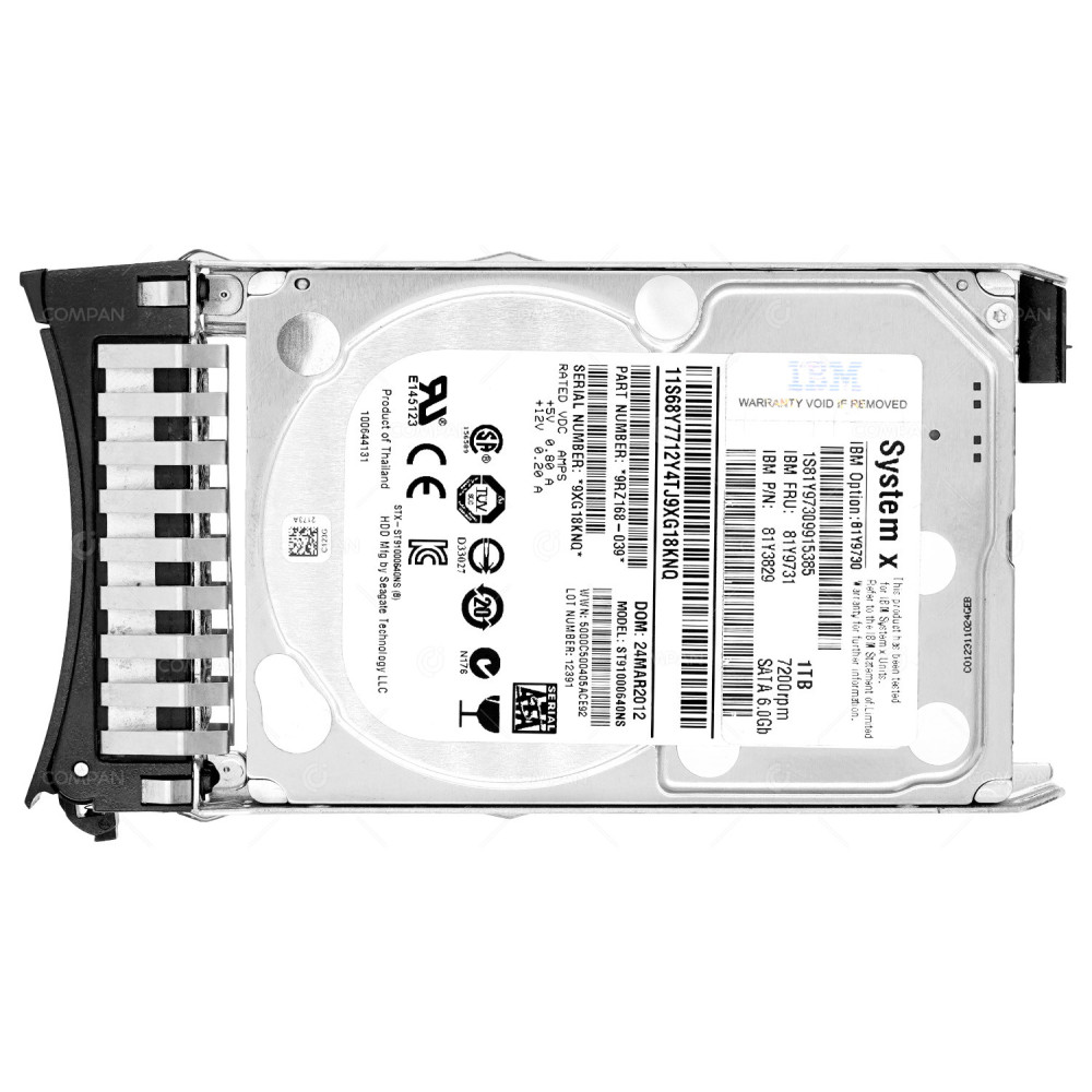 81Y9731 IBM HDD 1TB 7.2K SATA 6G 2.5" SFF HOT-SWAP
